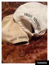 Load image into Gallery viewer, “Velvet Crush” Chantilly Winter White &amp; Warm Tuscan Signature Trust Yourself Fitted Baseball Cap