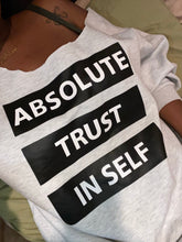 Load image into Gallery viewer, Women’s CUSTOM Off Shoulder Signature “TRUST YOURSELF” Sweatshirt